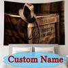 [Custom Name Tapestry]Dr Jones Western Hat Printed Tapestry, Library Bedroom Dormitory Decor Wall Hanging Tapestry
