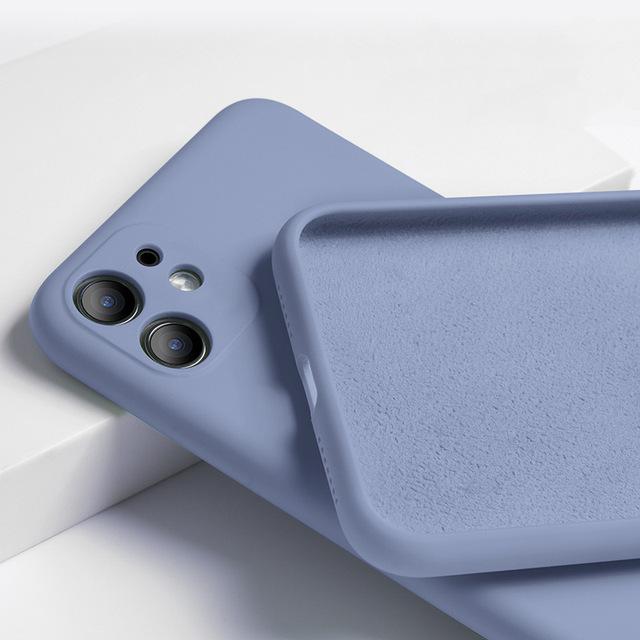 

Мягкий роскошный оригинальный чехол из жидкого силикона для Iphone 14 13 11 12 Promax Xr Xs 78plus, супертонкий флисовый противоударный чехол For iPhone 12 mini серый