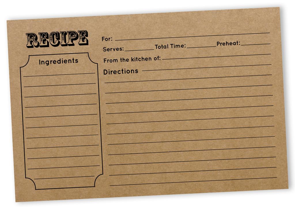 Inkdotpot Recipe Card 6x4 inch Single-Sided Recipe Design Cards Classic Kraft Recipe Cards Wedding-Bridal Shower-Baby Shower- Pack of