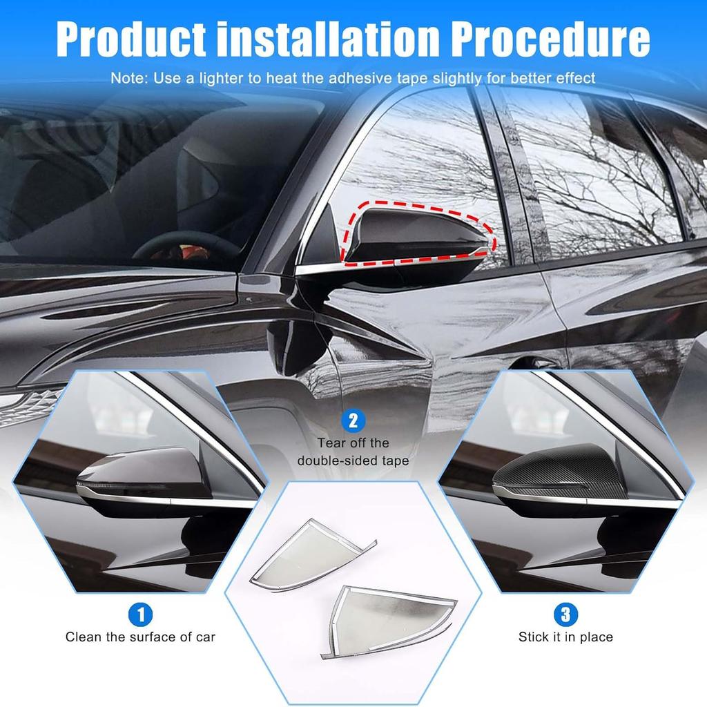 Side Door Mirror Covers for H-yundai Santa Cruz 2022 2023 2024 Accessories, ABS Exterior Rearview Mirror Guard Covers Moulding Trim