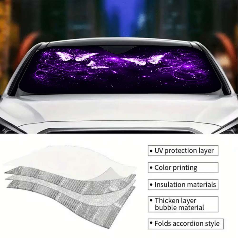 1Pcs Dewy Daisy Pattern Windshield Sunshade UV Rays Heat Blocker Keeps Vehicle Cool Unique Design Fit Sedans SUVs Trucks RVs