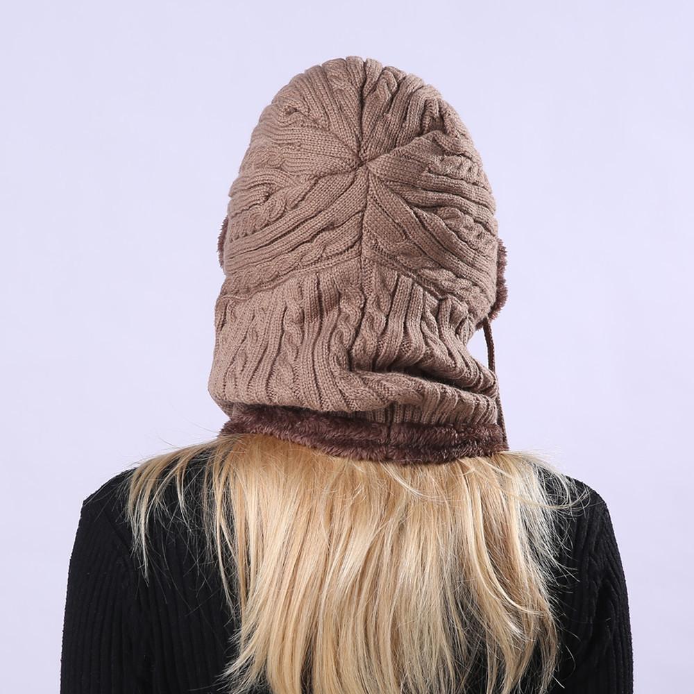 Pull tricoté en peluche pour femmes, pâte frite torsadée, écharpe une pièce, chapeaux d'oreilles en laine, hiver