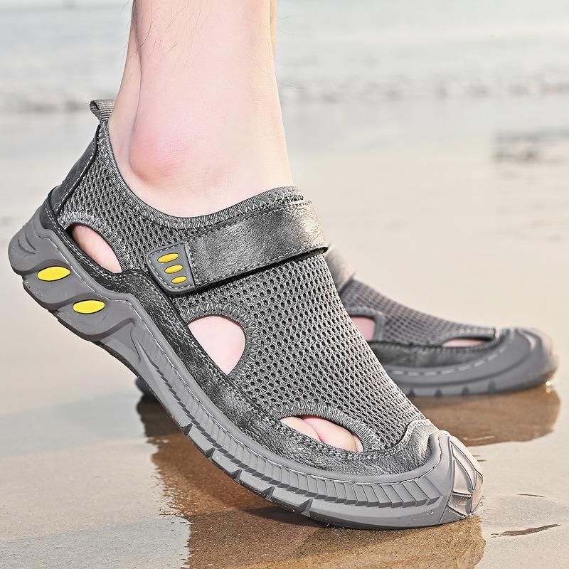 Letní pánské plážové sandály Protiskluzové Prodyšné Ležérní boty Módní Všestranné Zapínání na suchý zip Vycházková obuv Římský styl Tenisky Hombre