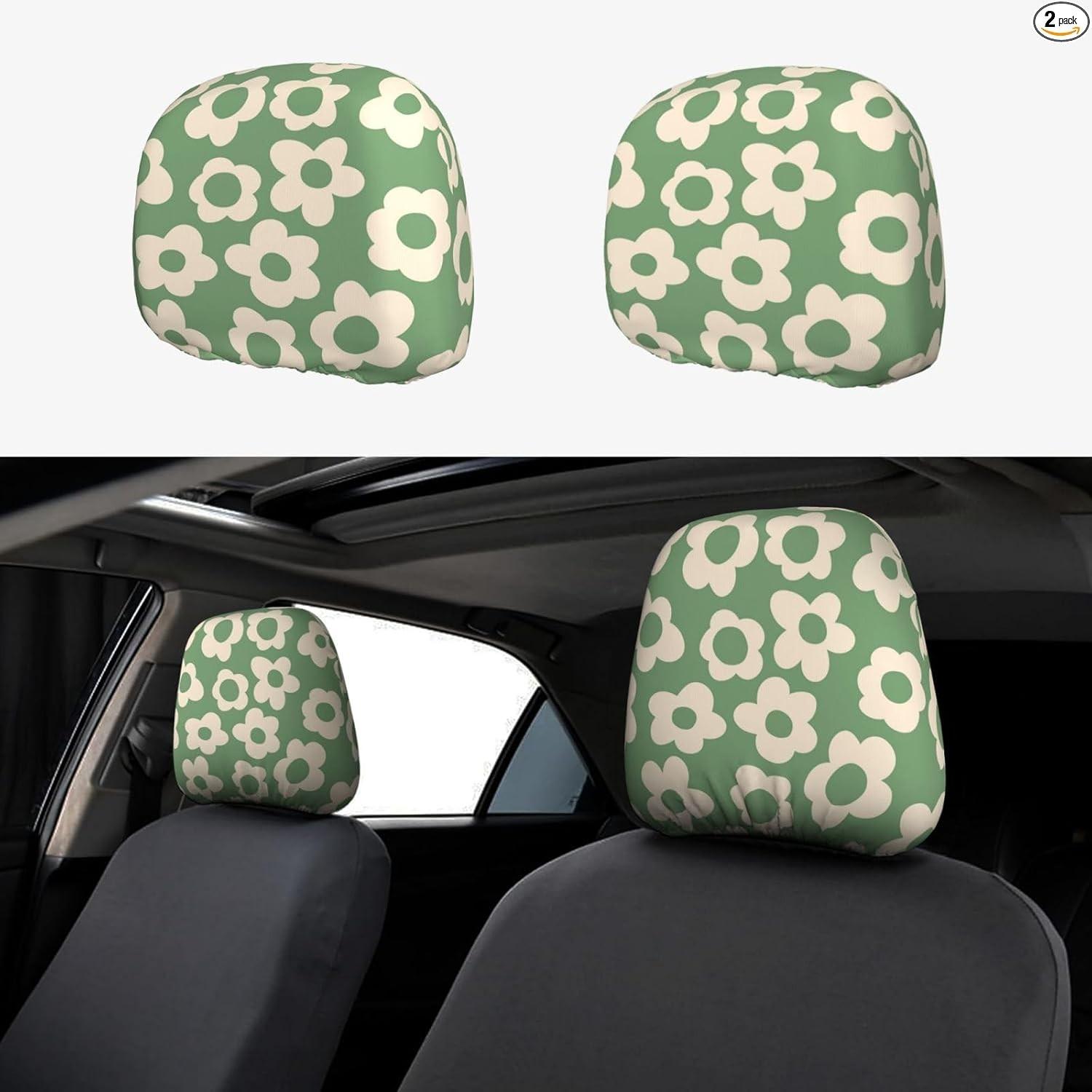 Groovy Flowers Cute Car Head Rest Covers 2 Piece Elastic-Vintage Groovy Flowers5