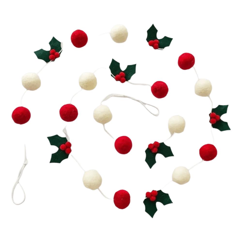 String Design Hanging Felt Garland Pompom Bead String Banner Garland Room Decoration