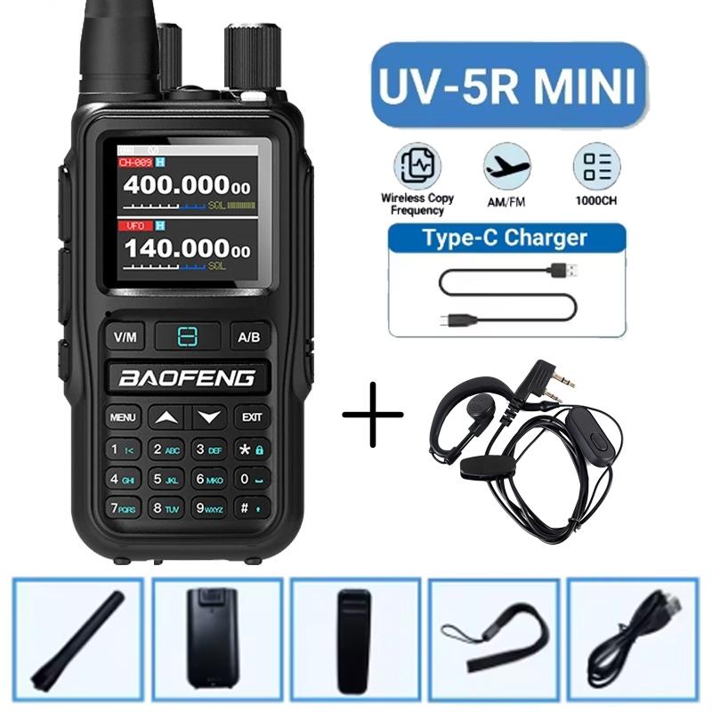 Baofeng 5R Mini Walkie Talkie Dual PTT Bluetooth APP Programming Grey Black Multi Band AM Wireless Copy Frequency Two Way Radios
