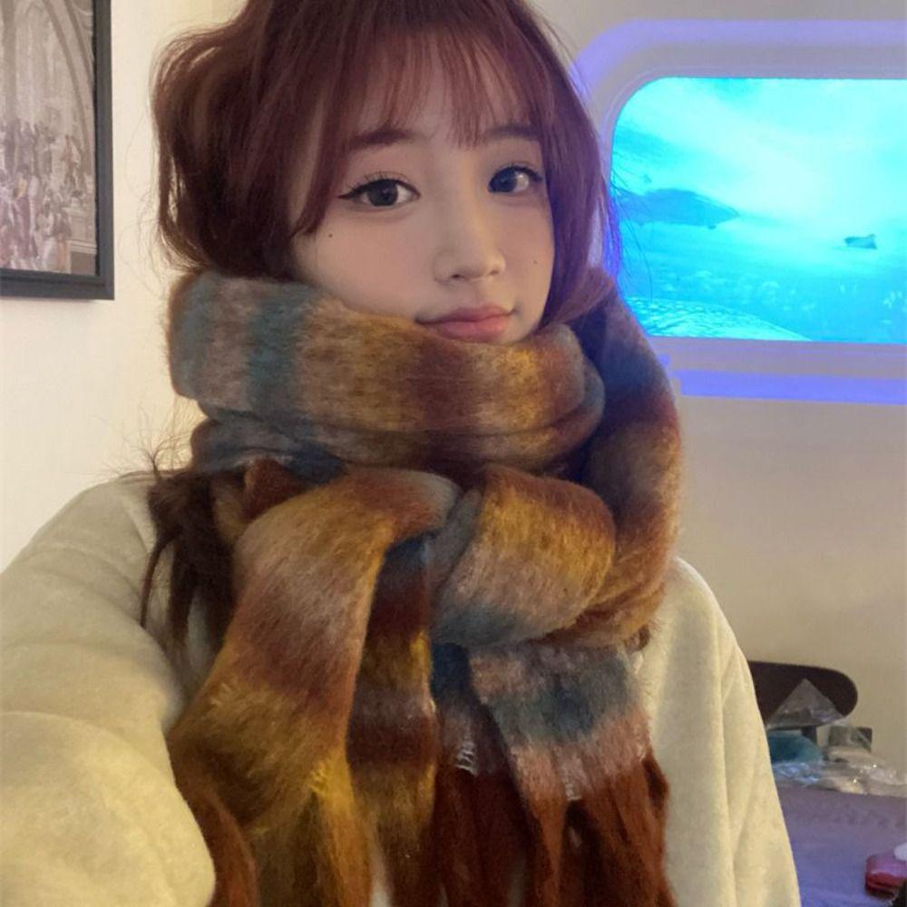 Warm Winter Cashmere Scarf Soft Thickened Shawl Wrap New Long Tassel Scarves  Women