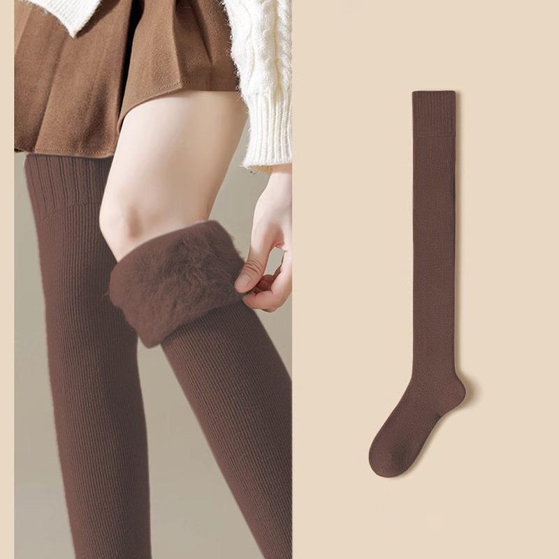 Winter Warme Lange Socken Schlauch Dick Hoher Schlauch Über Knie Kniehoch Strumpfwaren Socken Einfarbige Damen Verdicken Wadenstrumpf