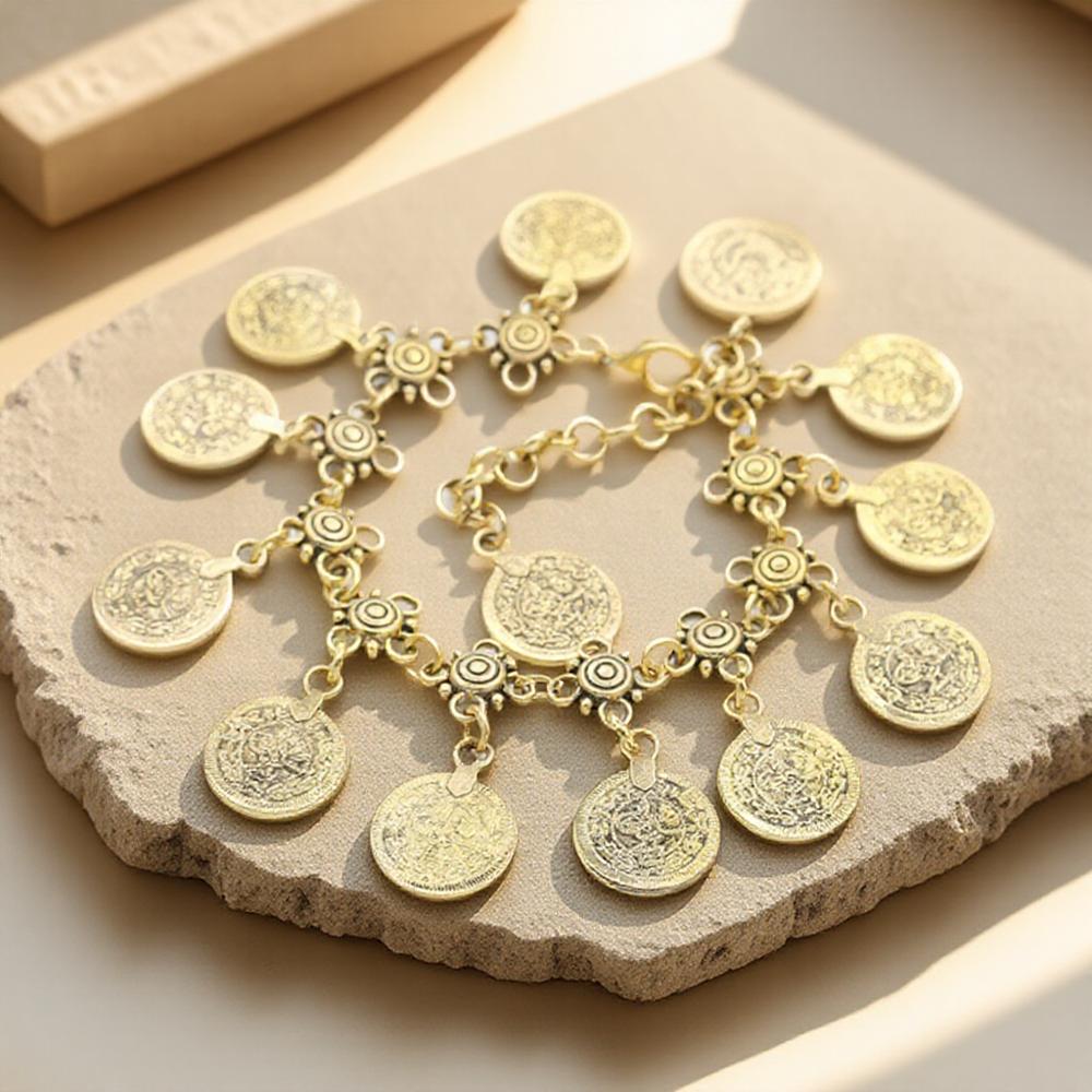 Винтажные Бохо Сандалии на Босую Ногу с Кисточками и Круглым Монетным Подвесом Браслет на Лодыжку Экзотические Модные Аксессуары для Ног для Женщин