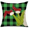 Green-haired Monster Pillow Cover Linen Christmas Pillow Cover Living Room Sofa Lumbar Cushion Cover