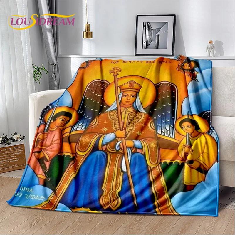 HD Africa Ethiopian Painting Art Cartoon Blanket,Soft Throw Blanket for Home Bedroom Bed Sofa Picnic Travel Office Cover Blanket