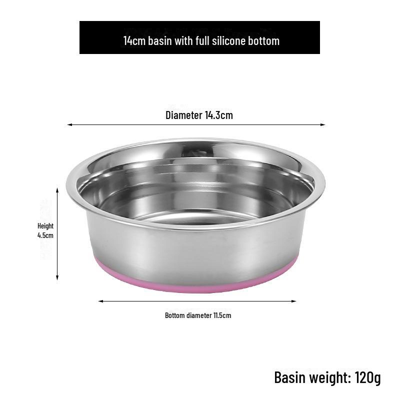 Stainless Steel Pet Bowl - Durable, Multi-Size Dog and Cat Feeder with Paw Print Design