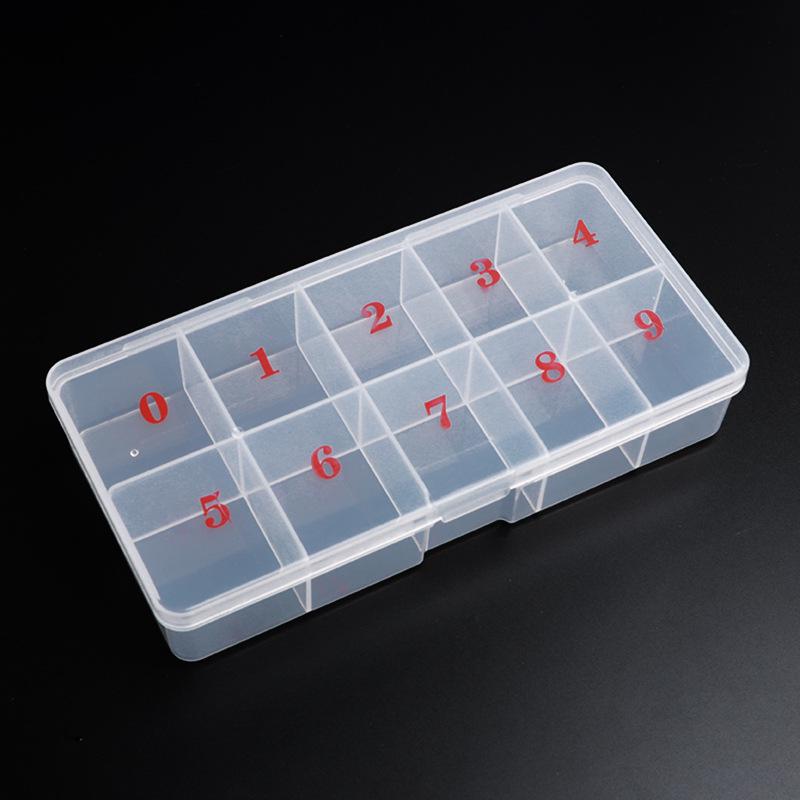 Nail Art Tools & Supplies: 500 False Nail Tips, 10-Grid Semi-Transparent Storage Box