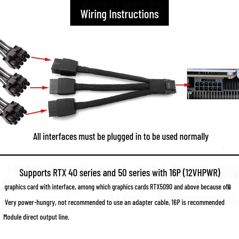 4x 8-Pin to 16-Pin Graphics Card Power Cable Adapter for RTX 5070/4080