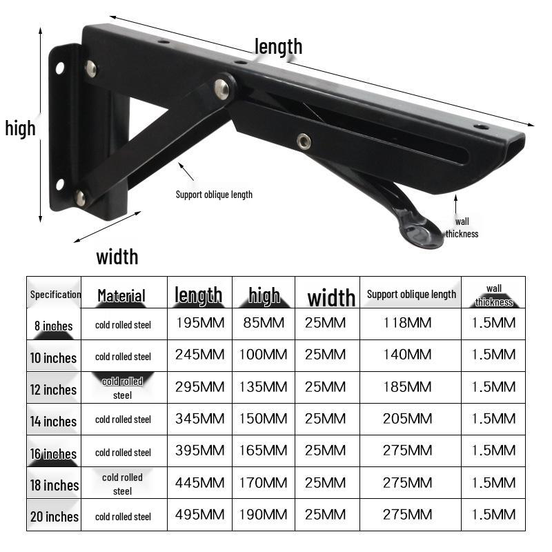 Stainless Steel Folding Triangle Wall Shelf Bracket