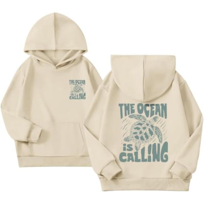 Cute Sea Turtle Graphic Hoodies for Girls The Ocean Is Calling Beach Preppy Sweatshirt Kids Vacation Pullover Tops