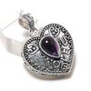 Natural Sage Amethyst Gemstone 925 Sterling Silver Jewelry Pendant 1.46" ETC-13937