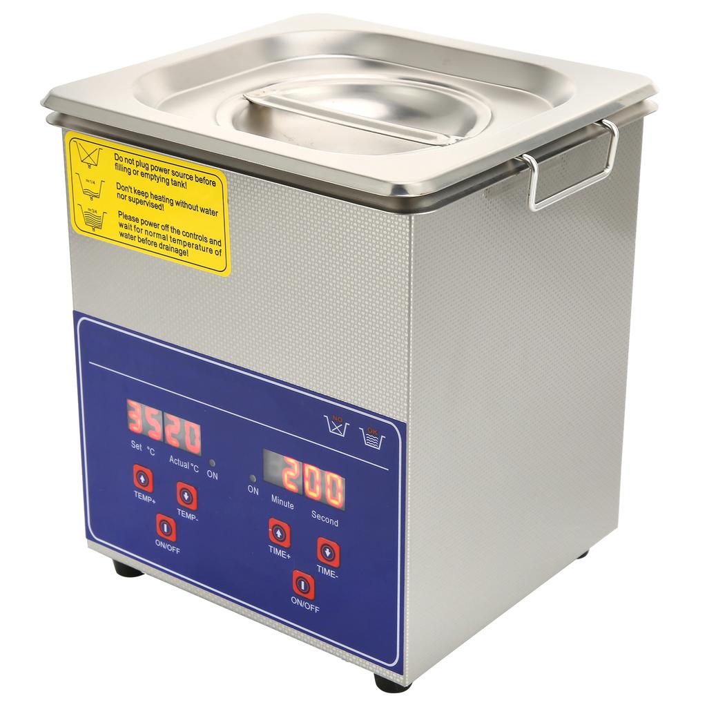 Industrial Ultrasonic Cleaner Digital Stainless Steel Heater Timer Cleaning Equipment 2L PS‑10A