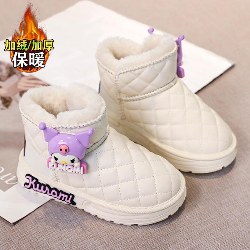 Kids Thickened Waterproof Snow Boots Winter Fur Lined Cotton Shoes Warm Fleece Anti Slip Ankle Boots for Girls size 26 белый
