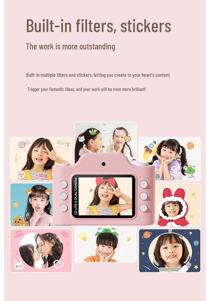 C2 Dual Lens Kids' Touch Screen Camera - Perfect Birthday Gift for Children's Play