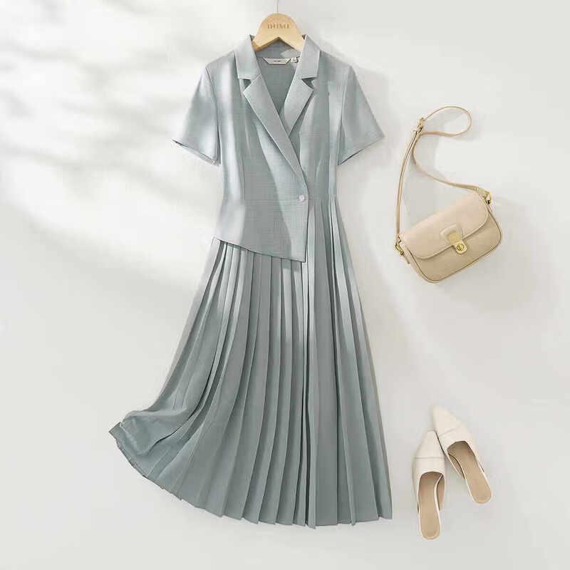 IHIMI Elegant Faux Two-Piece Blazer Dress M