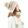 Wool hat women's winter sweet and cute knitted autumn and winter street thickened ear hat scarf neck cover hat