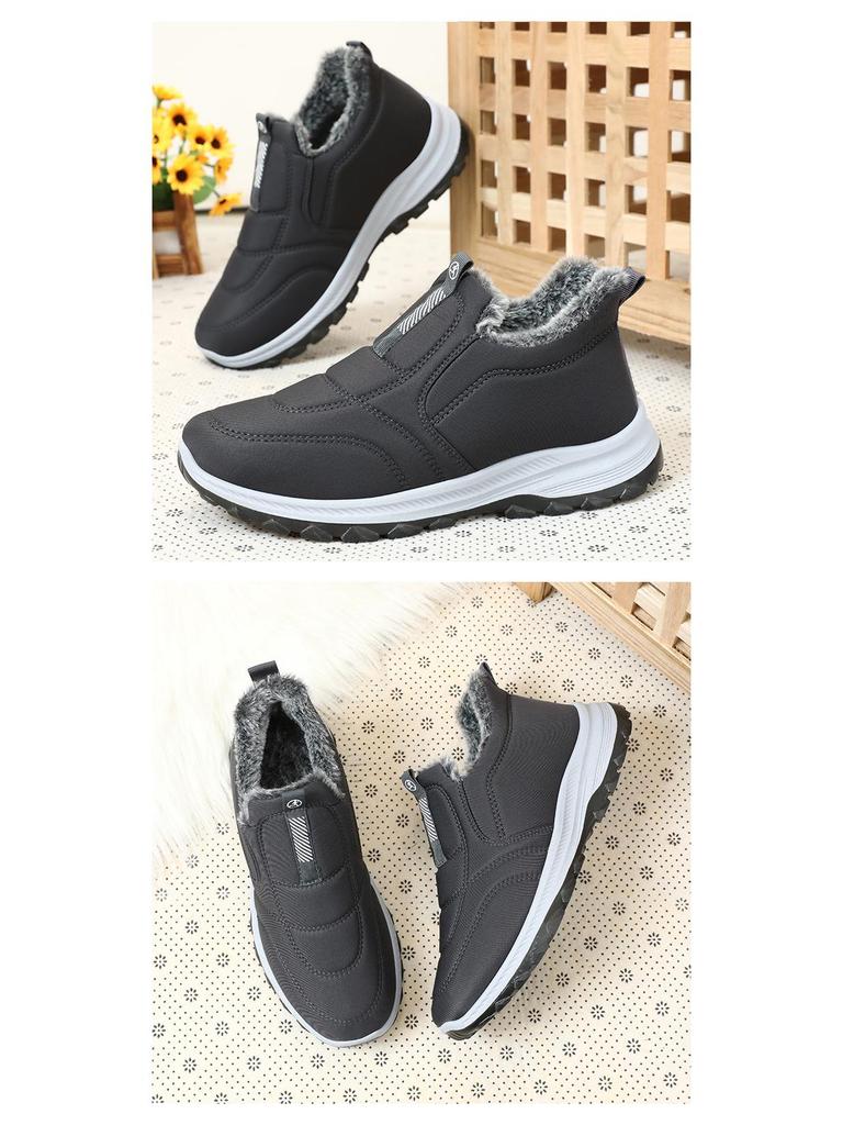 Women's Winter Thick-Soled Cotton Boots with Plush Lining, Warm Plus-Size Option for Couples, One-Piece Design.