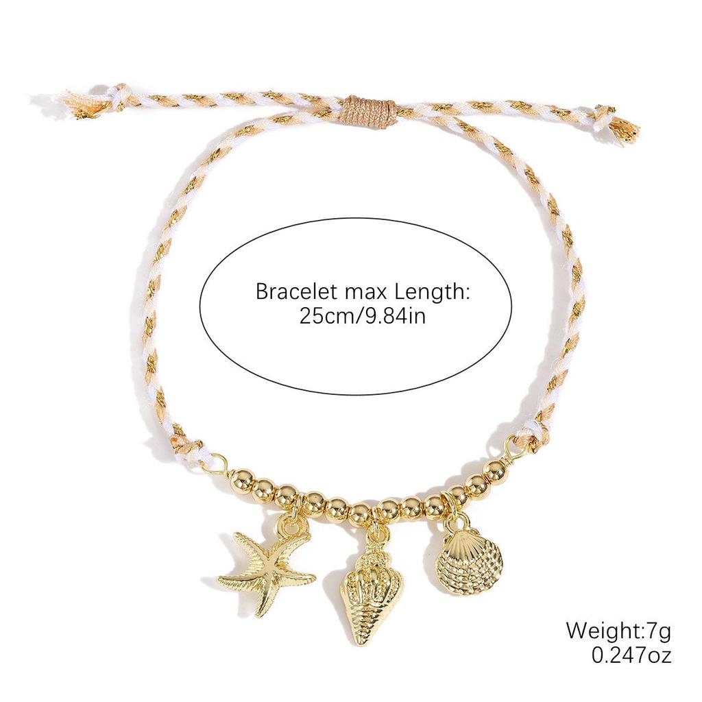 Summer Ocean-Style Starfish Necklace with Colorful Rope and Ceramic Pendant