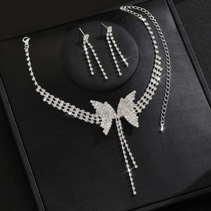 Wedding Butterfly Necklace Earrings, Bridal Accessories, Banquet Jewelry Set, One Piece Will Be Sent on Behalf of You.
