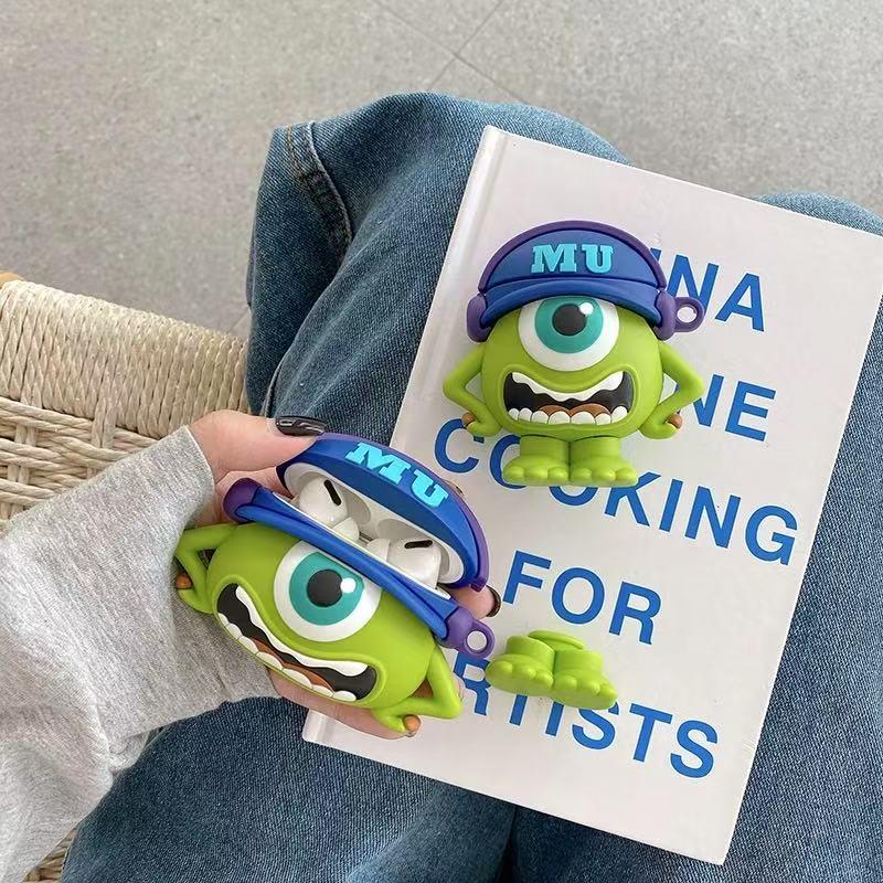 Pro AirPods Pro2 4 3 2 1 Pro Pouzdro na sluchátka 3D Monsters University Mike Silikonové Ochranné s přívěskem Kryt krabičky na sluchátka