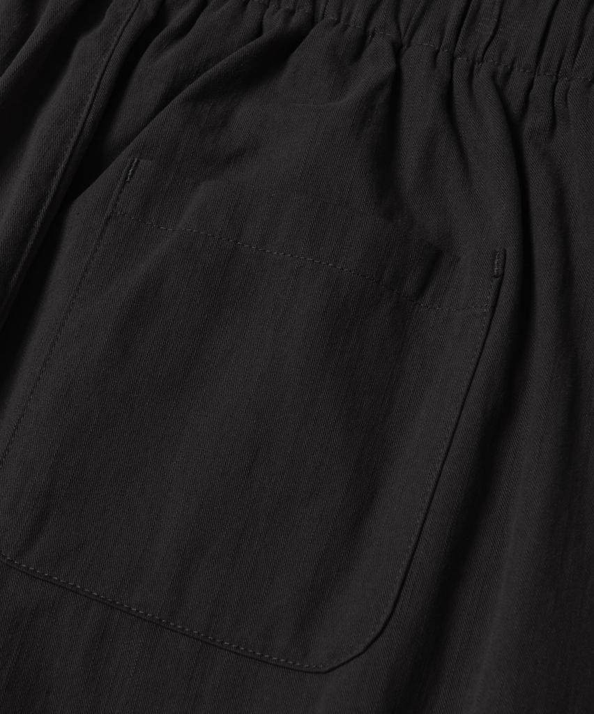 Yujen Double-Pleat Wide Cotton Elastic Waist Pants_Black
