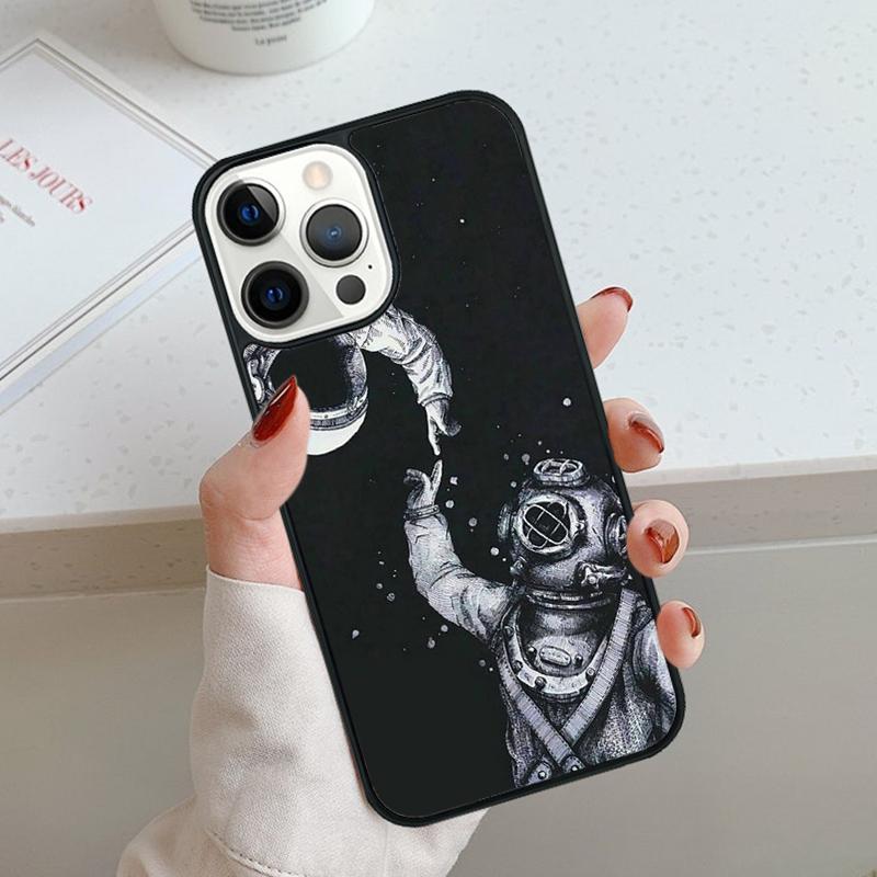 Space Astronaut Illustration Phone Case For iPhone 17 Air 11 12 13 14 15 16 Pro Max Cover For iPhone 17 Air Max Plus