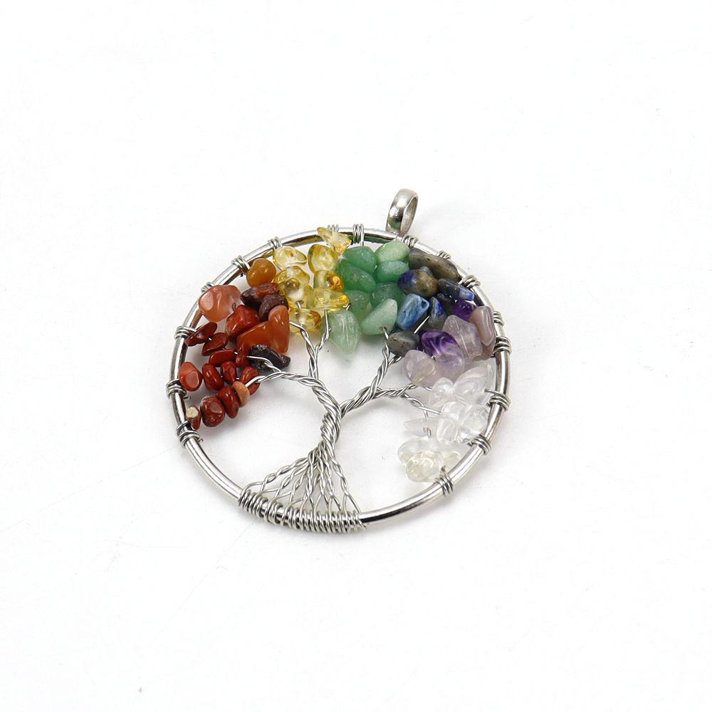 Jewelry Natural Gravel Crystal Tree Of Life Colorful Natural Stone Fortune Tree Love Necklace Pendant N151