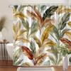 1pcs Tropical Leaves Banana Leaves Watercolor Pattern Earthy Green Brown Yellow Red Shower Curtain Lush Botanical Style Bathroom