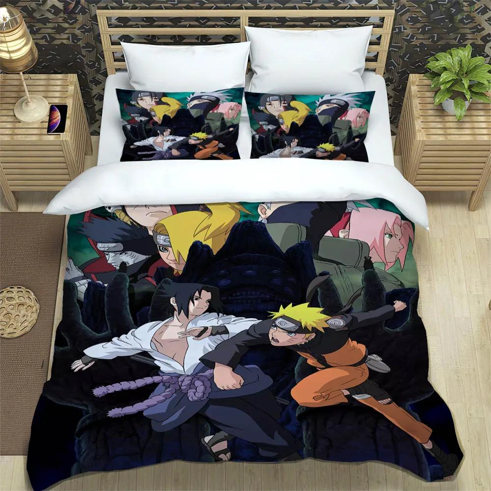 Cartoon N-Naruto Bedding Sets Exquisite Bed Supplies Set Duvet Cover Bed Comforter Set Bedding Set Luxury Birthday Gift