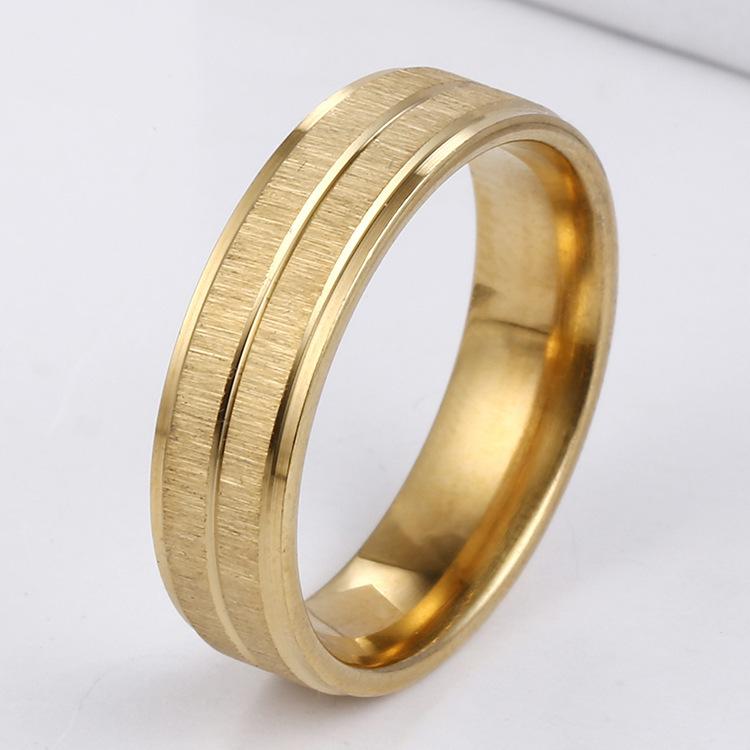 1Pcs Fashionable stainless steel couple s ring, trendy finger ring, simple retro ring 7 золотой
