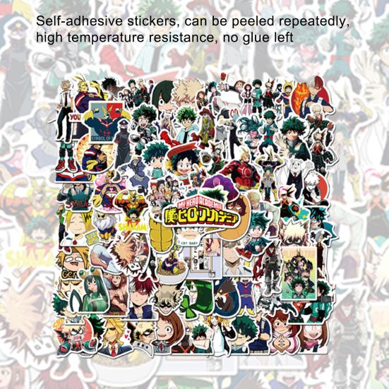 100Pcs Luggage Decals Cartoon Pattern Self-adhesive Removable My Hero Academia Stickers for Phone Case