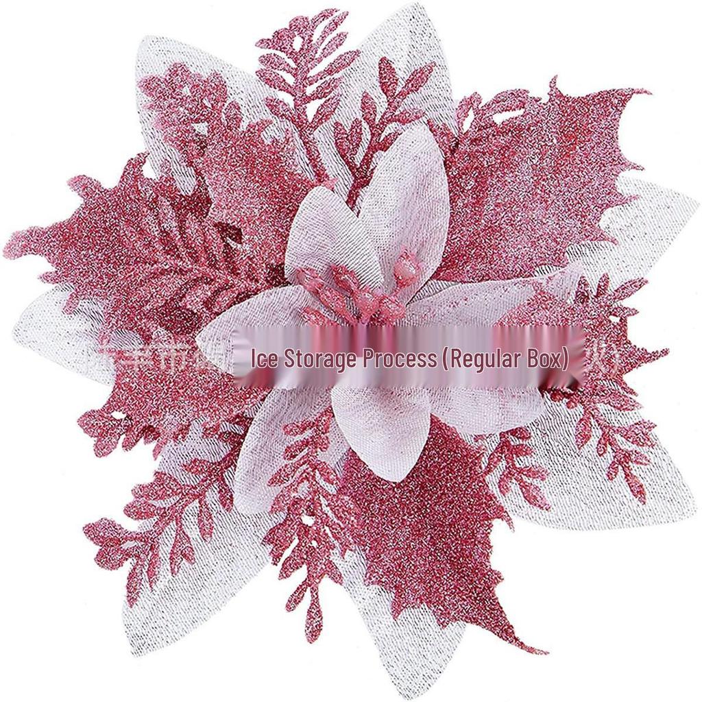 Zlatý práškový ratanový vánoční věnec - Dekorativní květinová ozdoba