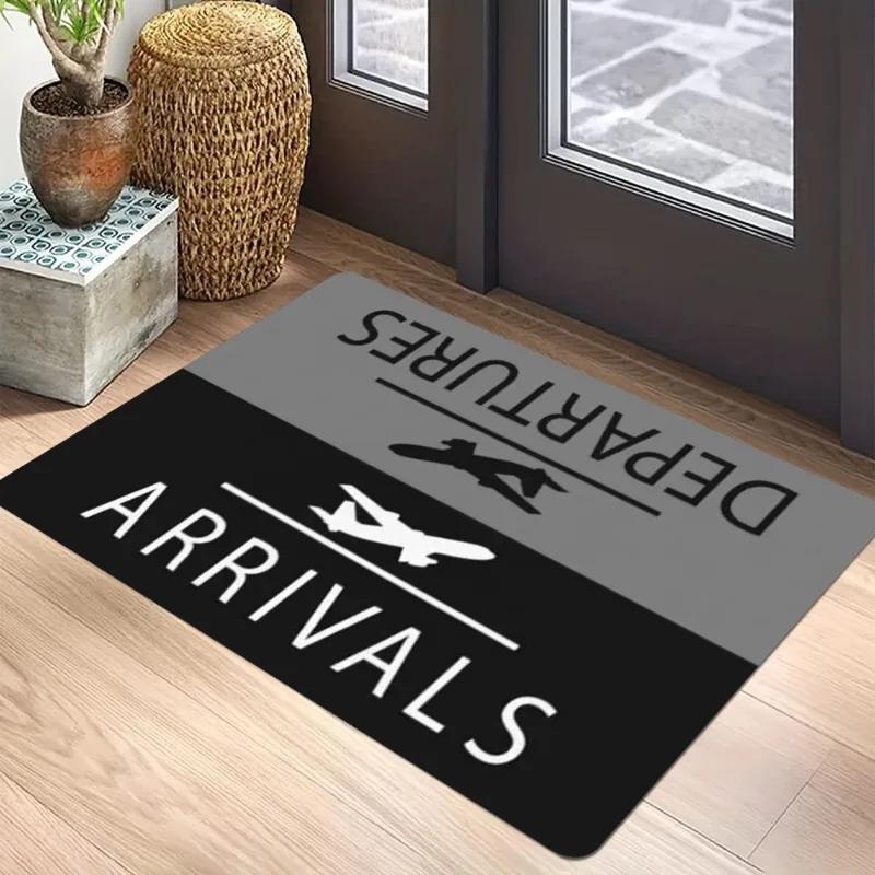 Alfombra temática de aviación VIKAMA con señal de salida/llegada de vuelo Diseño antideslizante para sala de estar y dormitorio Decoración del hogar