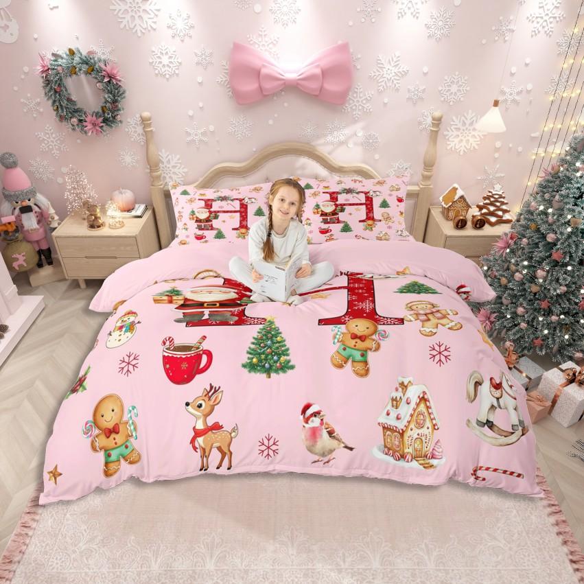 

Comforter Homewish Red Initial A To M Letter Kawaii Cartoon Santa Claus Bedding Setchristmas Reindeer Bed Set Comforter (quilt)-EU Single(135*200cm)3pcs