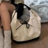 Niche Retro Black and White Splicing Canvas Tote Bag New Large-capacity Versatile Commuter Handheld Shoulder Bag Women