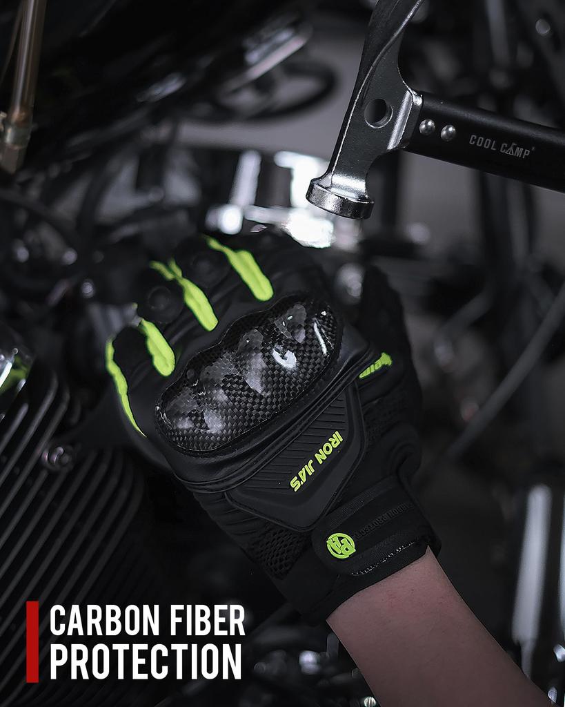 Motorcycle Gloves for Spring and Breathable Carbon Fiber Leather and Mesh Protective Leather Knuckle Touchscreen Compatible Size Summer, Gloves,