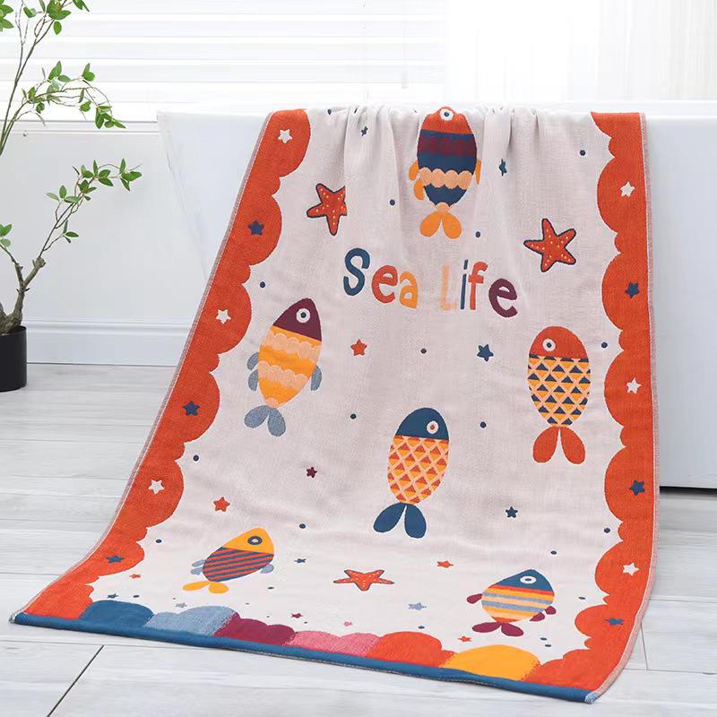 Chinese Style Four-Layer Cotton Gauze Bath Towel - Soft, Absorbent & Thick for Couples