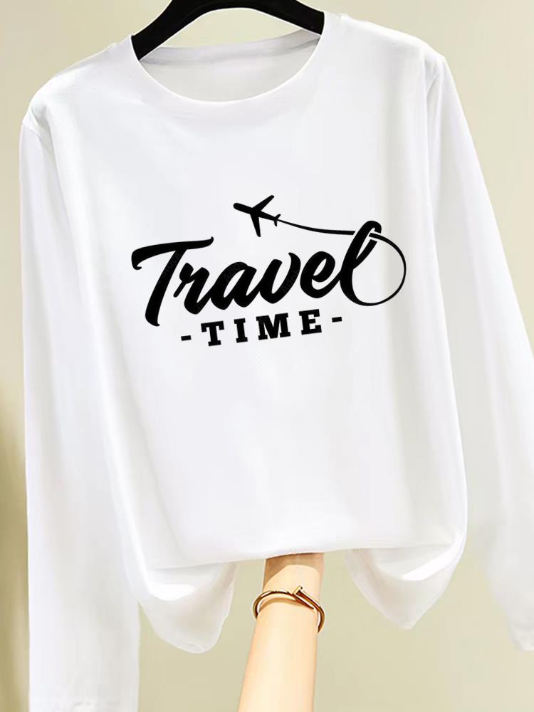 (Asian Size) flower cute 90s Print T Shirt Women Clothing Tee autumn winter spring Casual Fashion Top o-neck Graphic Long Sleeve T-shirts