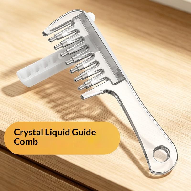 Unisex Transparent Essential Oil Applicator Massage Comb With Built-In Liquid Reservoir, Rolling Metal Teeth, Suitable For Women