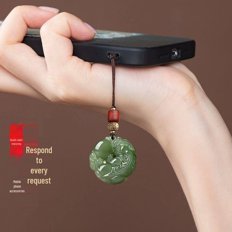 Pixiu Phone Pendant: Ancient Style Lanyard for Attracting Wealth and Luck, Fulfill Wishes Trinket Keychain.