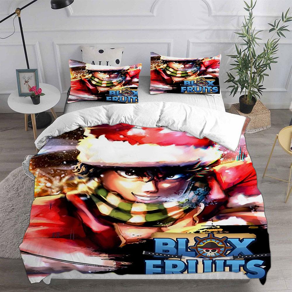 Blox Fruits Bedding Sets Bed Cover Comforter Duvet Cover Pillow Case 2-3 Pieces Sets Single Double Large Size Bedroom Decor