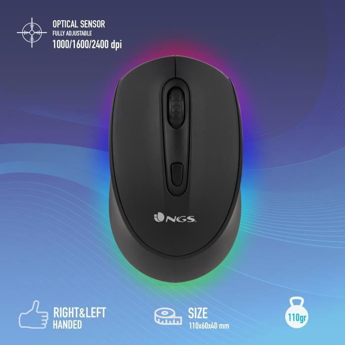 Souris Multi-Appareils - NGS - SMOG-RB - Rechargeable - Éclairage LED - Bluetooth 3.0/5.0