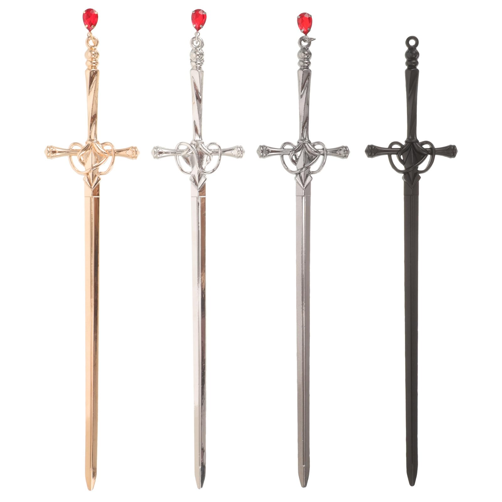 [BESTOYARD] U-shaped Kanzashi (Hairpin), Simple Metal, Sword Shape, Long, Single Hairpin, Dragonfly Bead, Red, for Everyday Use, Simple Hairpin, Hair