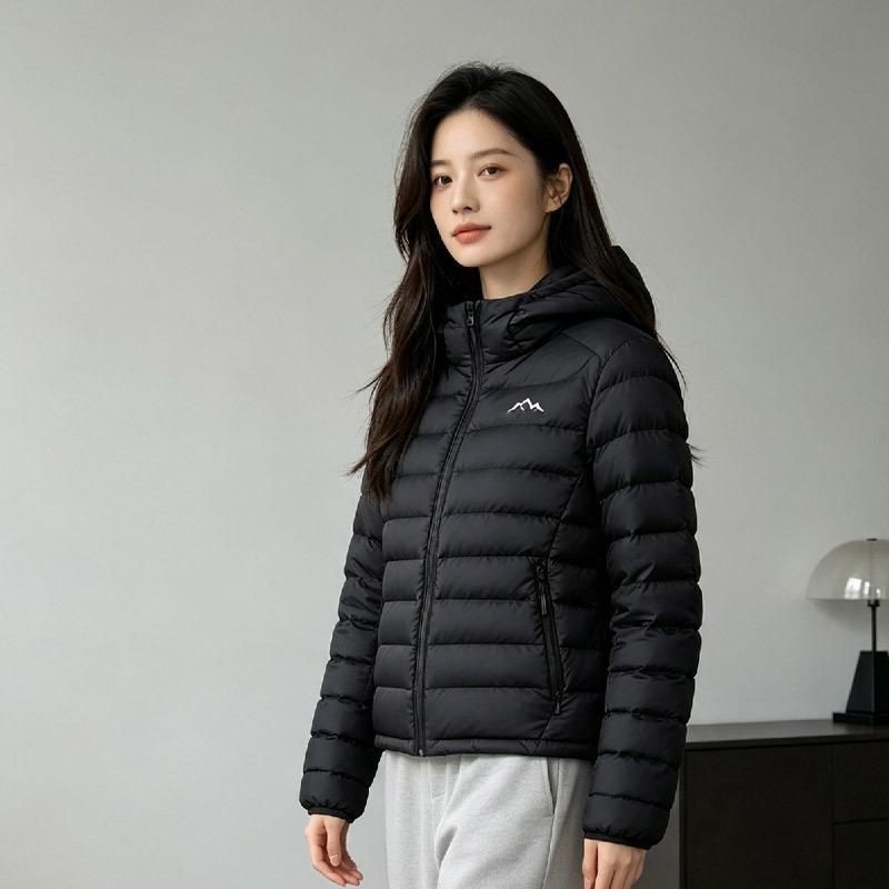 Rib Down Jacket Women's Short Light and Thin Winter Women's Loose Women's Duck Down